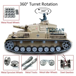 7.0 Henglong 3858 Panzer IV F RTR 1/16 IR BB RC serbatoio 360° torretta binari in metallo - Foto 1 di 4