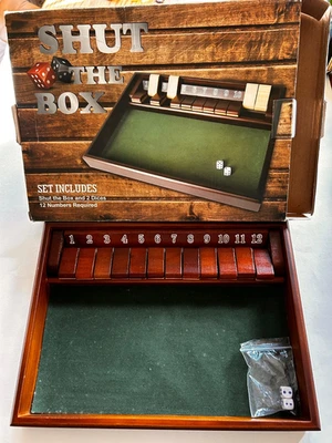 Shut The Box classic Family math Game Wooden in box - Image 1 of 2
