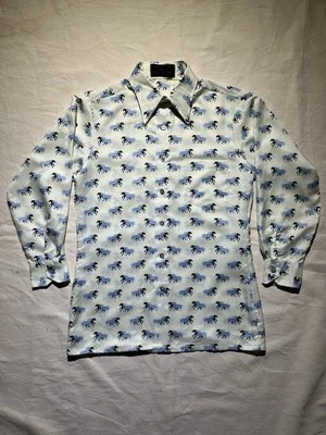 Vintage Western Shirt AOP Horses Van Heusen Lustre Long Sleeve Size Large Disco - Image 1 of 4