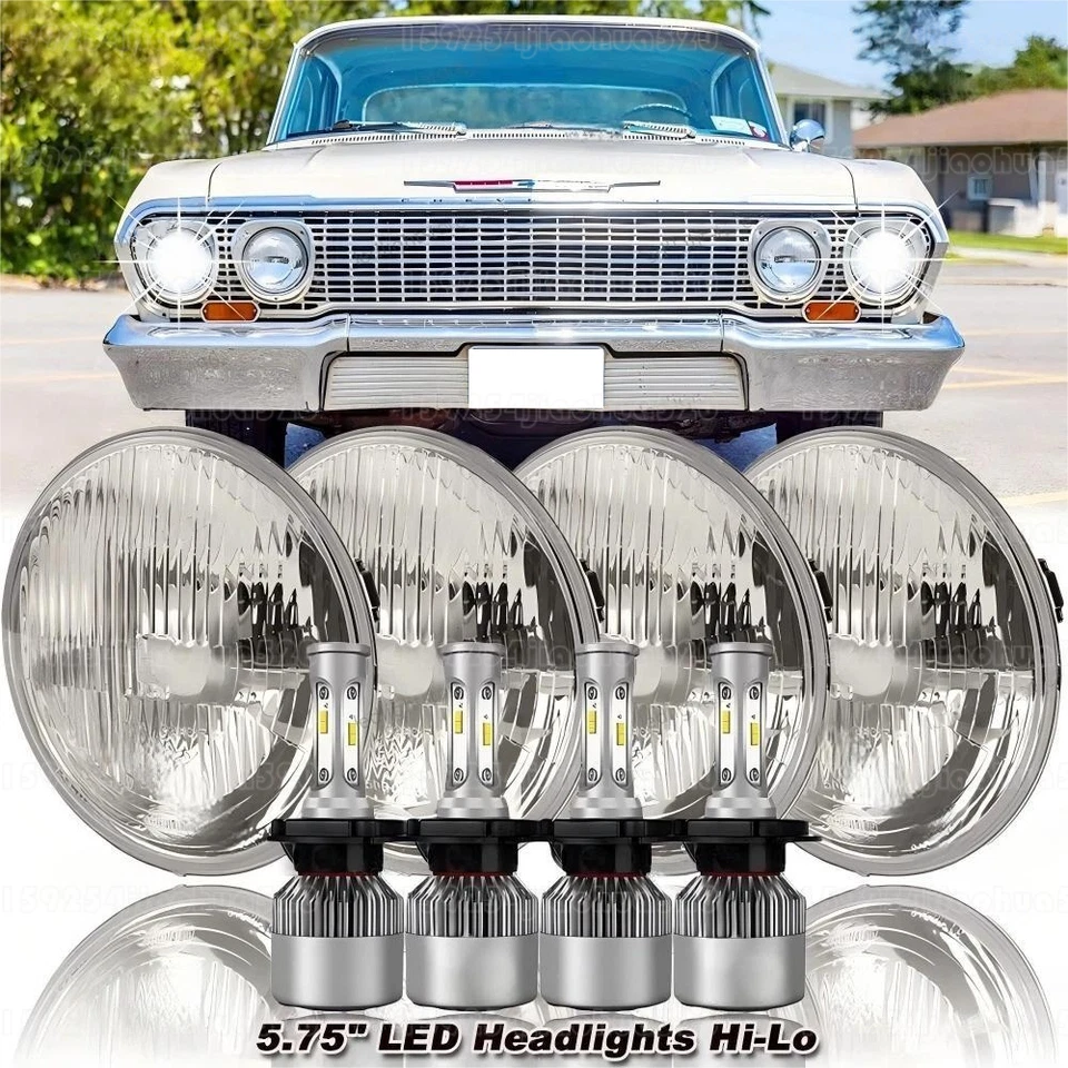 Faros LED de haz alto/bajo de 5,75" 5-3/4" para Chevy Impala Bel Air 1962-1975 4 piezas Foto 1 de 4