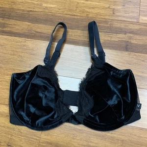 Victoria's Secret Black Velvet Lace Unlined Demi Bra Size 34DDD Underwire Sexy - Picture 1 of 6