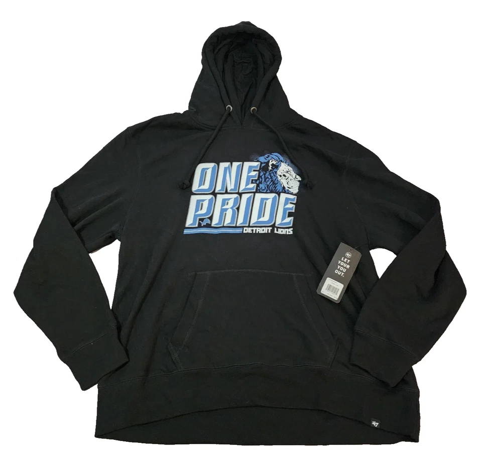 Pulôver com capuz masculino '47® 2XL Detroit Lions™ One Pride Headline em preto jato - Imagem 1 de 4