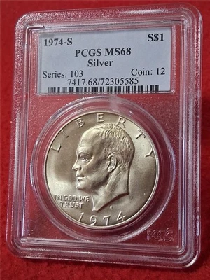 1974-S EISENHOWER  PCGS MS68 SILVER DOLLAR                                #DRF-4 - Image 1 of 2