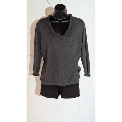 Camisa Pullover Suéter Mediana American Living Volantes 3/4 Manga Larga Tejida Foto 1 de 4