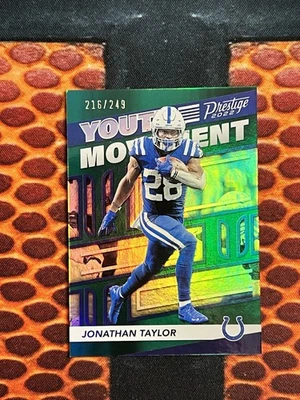 JONATHAN TAYLOR 2022 PANINI PRESTIGE YOUTH MOVEMENT GREEN PARALLEL 074/249 - Image 1 of 2