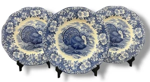 3 Wedgwood  Turkey Dinner Plate BLUE and White Rare Small Dinner 9 3/4 in Dinner - Picture 1 of 21