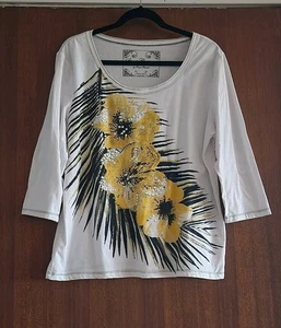 Blusa Sport Couture By Onquo Informals Floral Hoja de Palma Tropical Lentejuelas - Imagen 1 de 3