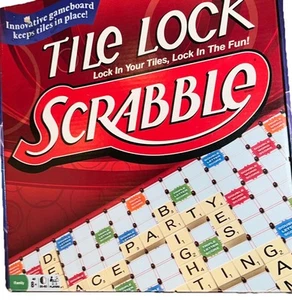 Scrabble Tile Lock Crossword Game Hasbro Gaming Complete Ages 8+ box has wear B1 - Picture 1 of 11