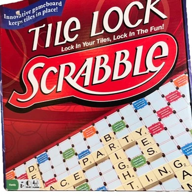 Scrabble Tile Lock Crossword Game Hasbro Gaming Complete Ages 8+ box has wear B1 - Image 1 of 4