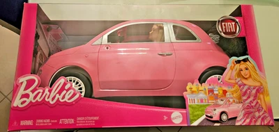 NRFB Coffret  poupée BARBIE & sa voiture FIAT 500 rose décapotable HRG59 - Imagen 1 de 4