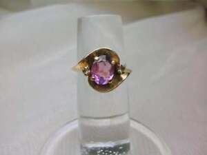Vintage 10k Gold &purple Sapphire & Cz Ring Sz.6