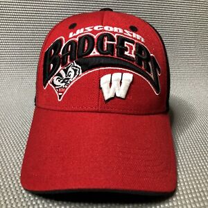 Wisconsin Badgers Baseball Cap Red Black Mens One Size Top Of The World Hat