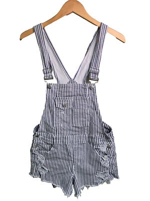 Pantalones cortos Almost Famous para mujer talla M denim blanco azul a rayas algodón elástico Foto 1 de 4