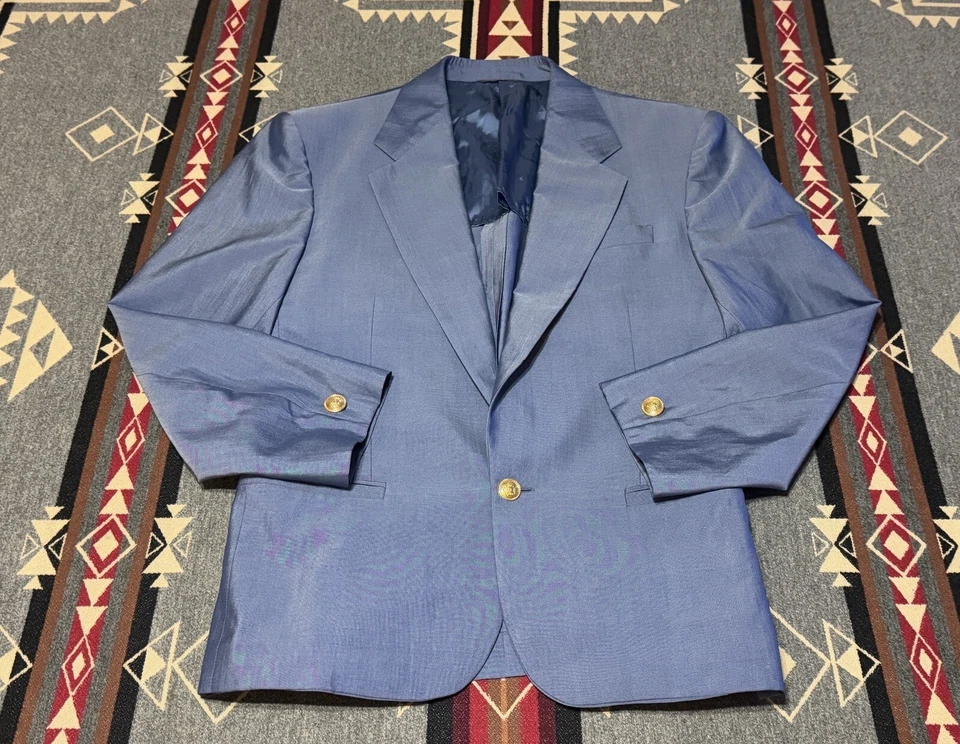 Gianni Versace Men’s 38 50IT Wool Silk Cotton Blazer Blue Italy BR - Image 1 of 4