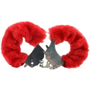 Pipedream Fetish Fantasy Series Furry Cuffs, Red, - Picture 1 of 6