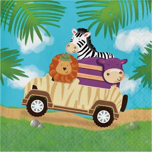 Safari Napkins Kids Birthday Lunch Zebra Hippo Lion Decoration Party Supplies 16 - Picture 1 of 2