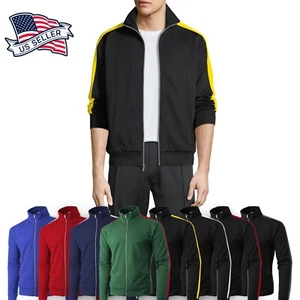 Chaqueta de pista para hombre rompevientos activo piques rendimiento fútbol cinta lateral - Imagen 1 de 18