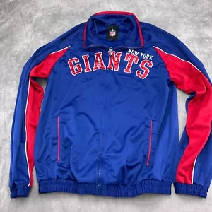 NFL Jacket Adult Blue Red NEW YORK GIANTS Full Zip Bomber Colorblock Poly Sport - Picture 1 of 9