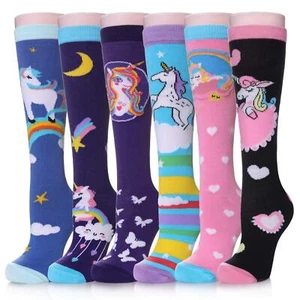 Girls' Knee High Socks 3-12 Years Cute Animal Pattern Long Boot Socks - Picture 1 of 6