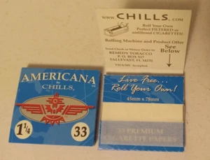 CHILLS AMERICANA TWO PACKS 1 1/4 Slow Burn HEMP ROLLING PAPERS. - Picture 1 of 2