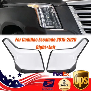 Fit For Cadillac Escalade 2015-2020 A Pair Headlight Lens Cover Right Left PC - Foto 1 di 14