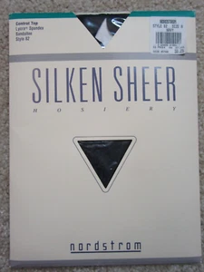 Vintage Nordstrom Pantyhose Lycra Sheer Womens Size A Sandal Toe Navy - Picture 1 of 3