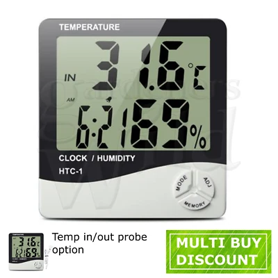 THERMOMETER HYGROMETER indoor/outdoor humidity Digital Series min max HTC-1 HTC2 - Image 1 of 2