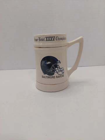 Baltimore Ravens Super Bowl XXXV Champions Beer Stein Mug - 1st NFL Championship Cover