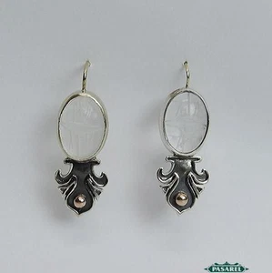 Neu Paar 14k Gelbgold Sterlingsilber & Steinkristall Ohrringe - Bild 1 von 4