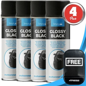 4x 500ml SIMPLY Car Spray Paint Aerosol Cans Professional GLOSSY BLACK SP-022.M? - Picture 1 of 8