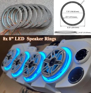 8PCS 8in RGB+White LED Speaker Rings for Custom Audio Car Truck Marine Speakers - Picture 1 of 16