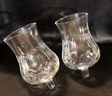 Pair Clear Glass Sconce Candle Holder Cups w/Peg  Diamond Design 5 1/2" Tall
