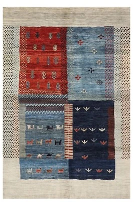 6 x 9 ft Oriental Animal Area Rug Afghan Hand Knotted Veg dye Wool Bedroom Rug - Image 1 of 4