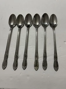 Oneida LTD Wm A. Rogers FENWAY DAYDREAM Stainless Iced Tea Spoons Set of 6  - Picture 1 of 3
