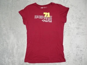 Hard Rock Cafe New York Lets Take it Backstage 2 Sided Girls Top XL Burgundy - Picture 1 of 9
