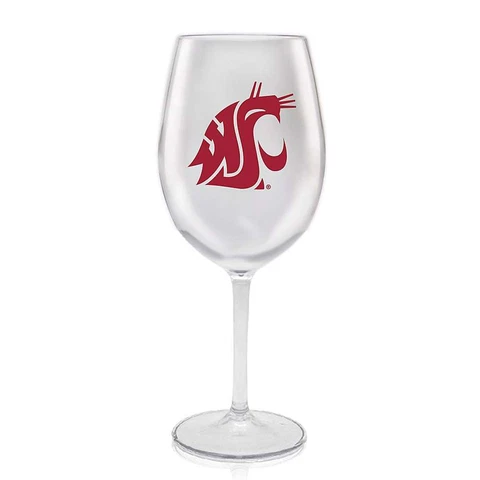 Washington State Cougars Plastic Stem Wine Glass - 16oz Cover