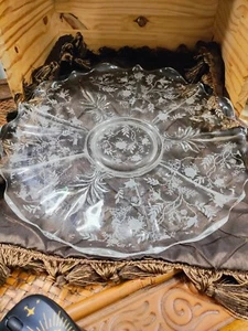 Vintage Fostoria Chintz Pattern 14" Sandwich/Torte PlateUsed Very Good - Picture 1 of 10