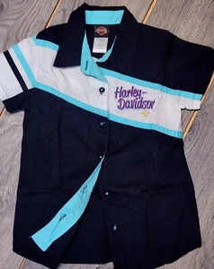 Harley Davidson Motorcycle Shirt Boys Size 5 Short Sleeve Button Up Logo Biker  - Picture 1 of 5