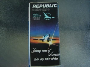 VINTAGE REPUBLIC AIRLINES TIME TABLE SEPTEMBER 8, 1981 - Picture 1 of 1