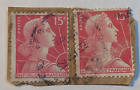 Republique De Francaise Postes ~ Red 15? Stamp (2) ~ Cancelled/Posted - C.1927