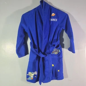 Disney Store Royal Blue Fleece Robe Boys Sz S Tie Belt Closure 100% Polyester - Picture 1 of 14