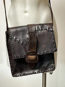 Vintage Leather Saddlebag Purse Long Crossbody Strap Men’s Women’s Cowboy - Picture 1 of 21