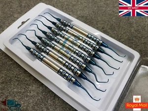Escalador dental Gracey Curette instrumentos cálculo elevador titanio azul - Imagen 1 de 8
