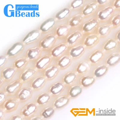 Натуральные пресноводные жемчужные рисовые бусины произвольной формы для изготовления ювелирных изделий 15 дюймов 4-4,2 мм - Изображение 1 из 4