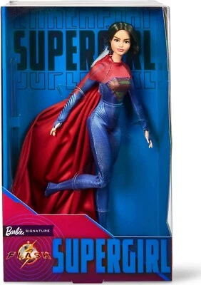 Supergirl Barbie Doll, Collectible Doll Flash Movie Wearing Red and Blue HKG13 - Image 1 of 4