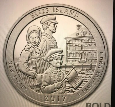 NEW - "2019" ATB ELLIS ISLAND NATIONAL MONUMENT NJ, 5oz Silver .9999 -$350- NEW- - Image 1 of 2