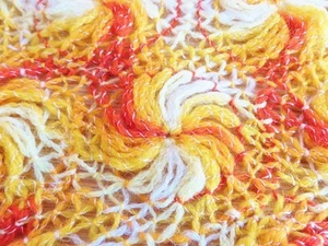 Vintage Orange Scarf Shawl Fringed 60" Long Crocheted Lace 1960-1970 Hippy Boho - Picture 1 of 5