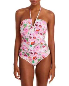 Ganni 298997 Women's Recycled Printed V-String One Piece Swimsuit, 10 (42) - Picture 1 of 2