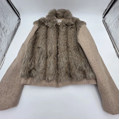Vintage Falcone Faux Fur With Knitted Sleeves Womens Jacket Size 42 Made in USA - Image 1 of 4