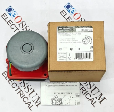HUBBELL HBL430R7W PIN & SLEEVE RECEPTACLE 30A 480VAC 15HP 3POLE - Image 1 of 4